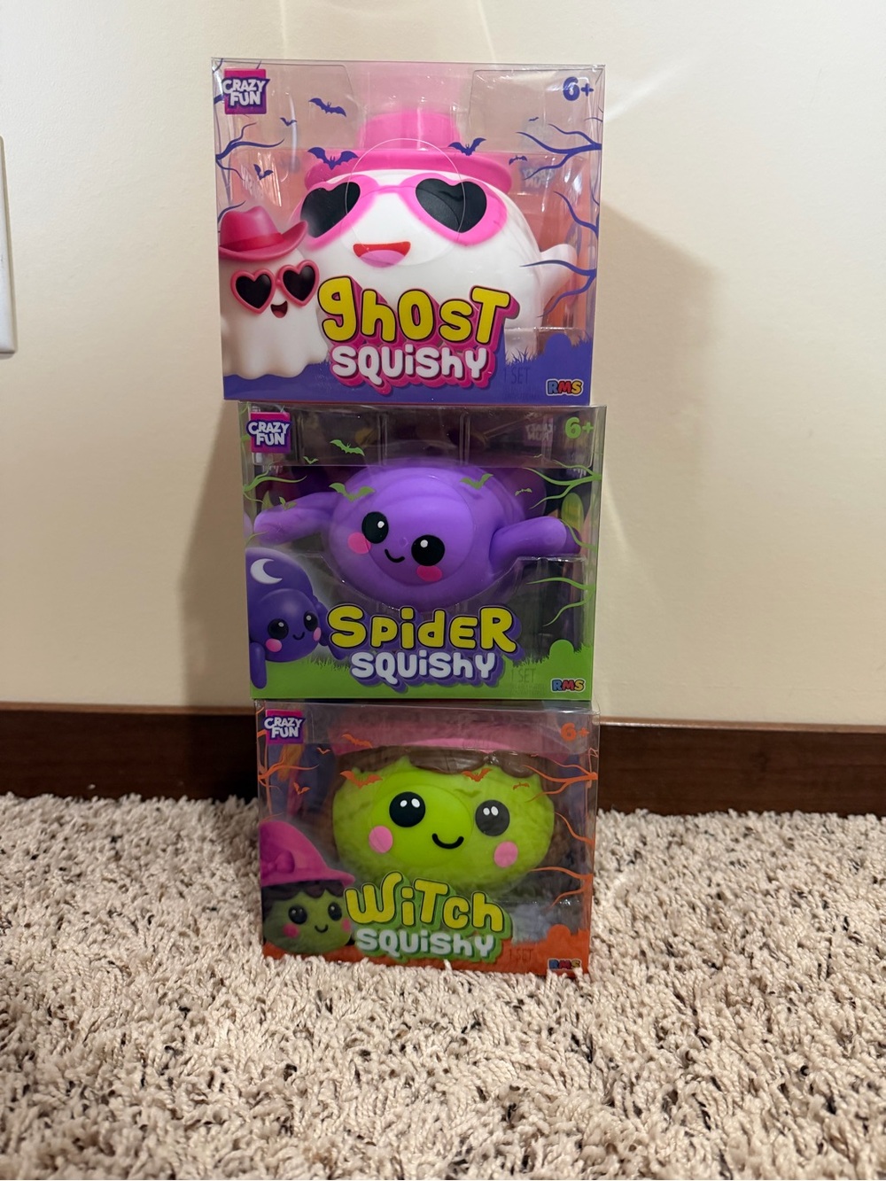 RMS Crazy Fun Ghost, Spider and Witch Squishy Set. NEW👻🕷️🧙🏼‍♀️